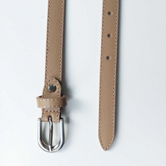 Lederg�rtel schmal uni Gr. 85 (104 cm) silber Schnalle, taupe