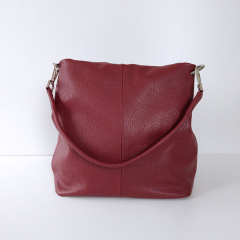 Ledertasche Umh�ngetasche Lederriemen - weinrot - silber Schnallen - Made in Italy