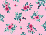 RESTST�CK 138 cm Baumwollstoff Rosen Bouquet, rot petrol rosa