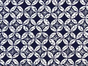 RESTST�CK 89 cm Baumwollsatin Kreise Rauten, dunkelblau