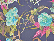 RESTST�CK 77 cm Chiffon Stoff Blusenstoff Blumen & Ranken, rosa t�rkis dunkelblau