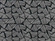 Jerseystoff gestreifte Dreiecke, wei� schwarz B-WARE