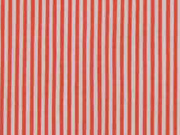 Baumwollstoff mit Stretch vertikale Streifen Meterware, rot wei�