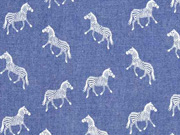 Jeansstoff leicht Zebras, wei� jeansblau