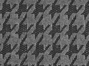 Jacquardstoff Chenille Hahnentritt, schwarz dunkelgrau