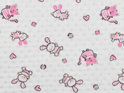 Jersey kleine Tiere Ajour Muster, rosa cremewei�