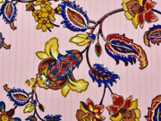 EINZELST�CK 210 cm Viskose Stoff Blumen Glitzer Streifen, gold dunkelblau ocker rosa