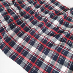 Flanell Stoff Schottenkaro karierter Baumwollstoff, rot cremewei� dunkelblau
