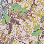 Chiffon L�we tropische Bl�tter, gr�n braun beige