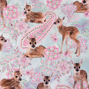 Jerseystoff Rehe Paisley Digitaldruck, rosa hellmint