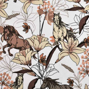 RESTST�CK 260 cm Sweatstoff French Terry Blumen Pferde, wei�