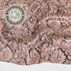 Lederimitat Snake Print Deadstock elastisch, lachsrosa Lederimitat Snake Print Deadstock elastisch, lachsrosa
