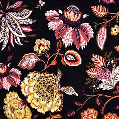 Viskose Jerseystoff Kelchblumen, ockergelb terracotta schwarz