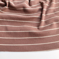 Rippenjersey Stoff Streifen, hellbeige mocca mousse