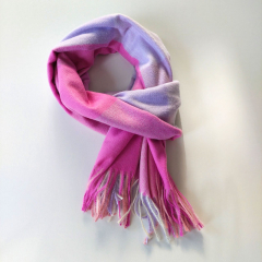 Schal Halstuch kariert Karomuster flauschig weich, flieder pink cremewei�