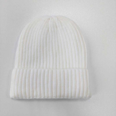M�tze Strickm�tze ungef�ttert uni klassischer Stil, cremewei�