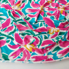 RESTST�CK 50 cm Viskose Jerseystoff Blumen Summer Print weich flie�end, pink petrol