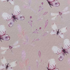 RESTST�CK 36 cm Sweatstoff French Terry Schmetterlinge, hellrosa