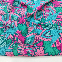 Viskose Stoff Blumen Webware bunt, pink mint petrol