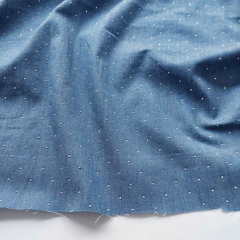 Jeansstoff kleine Glitzerpunkte Foliendruck 3 D, silber hellblau