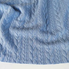 RESTST�CK 50 cm Jacquardjersey Stoff Zopfmuster,�bleu (hellblau)