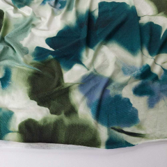 Viskose Jersey Stoff Gingko Bl�tter - dunkelgr�n hellgr�n jeansblau