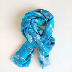 Halstuch Schal Boho Muster, t�rkis Blaut�ne mit goldenen Herzen