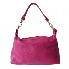 Ledertasche Handtasche klein rechteckig goldene Ringe, Pink