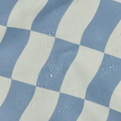 Wasserabweisender Baumwollstoff Retro Wellen Meterware – beschichtet, Wei� Blau