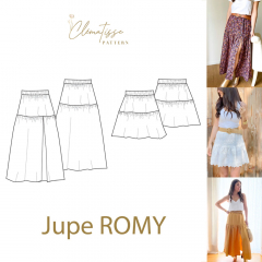 Papierschnittmuster ROMY Rock mit Schlitz im Vorderteil - Clematisse Pattern