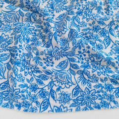 RESTST�CK 35 cm Musselin Stoff blau Blumen - Double Gauze Meterware
