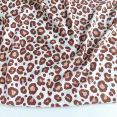 Sweat Frottee Stoff Leopardenmuster beig braun elastisch Meterware
