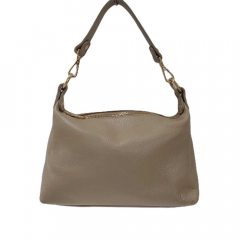 Ledertasche Handtasche klein rechteckig goldene Ringe, Beige