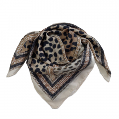 Halstuch Leoparden Muster, beige schwarz braun ecrue