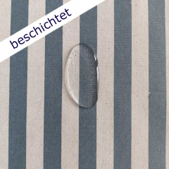 beschichteter Canvas Stoff Streifen Leinen Optik, petrol natur
