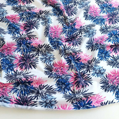 Jerseystoff Baumwolljersey Blumen - dunkelblau pink wei�