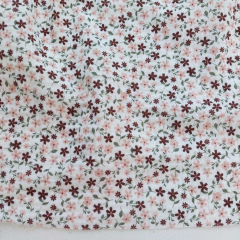 Musselin Stoff Bl�mchen kleine Blumen weinrot rosa wei�