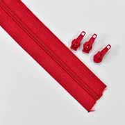 endlos Rei�verschluss Meterware 3 mm + 3 Schieber, rot