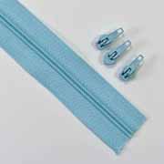 endlos Rei�verschluss Meterware 3 mm + 3 Schieber, eisblau