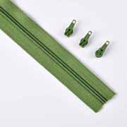 endlos Rei�verschluss Meterware 3 mm + 3 Schieber, moosgr�n