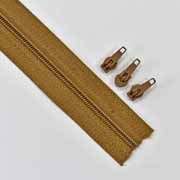 endlos Rei�verschluss Meterware 3 mm + 3 Schieber, camel