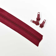 endlos Rei�verschluss Meterware 5 mm + 3 Schieber, weinrot
