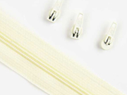 endlos Rei�verschluss Meterware 3 mm + 3 Schieber, cremewei�