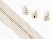 endlos Rei�verschluss Meterware 3 mm + 3 Schieber, natur