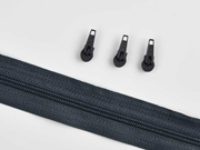 endlos Rei�verschluss Meterware 3 mm + 3 Schieber, dunkelgrau
