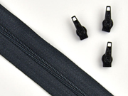 endlos Rei�verschluss Meterware 3 mm + 3 Schieber, schwarz