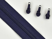 endlos Rei�verschluss Meterware 3 mm + 3 Schieber, navy