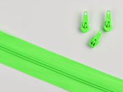 endlos Rei�verschluss Meterware 3 mm + 3 Schieber, neongr�n