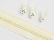 endlos Rei�verschluss Meterware 5 mm + 3 Schieber, cremewei�