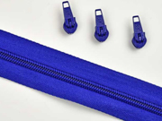endlos Rei�verschluss Meterware 5 mm + 3 Schieber, kobaltblau
